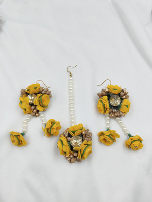 SR Sarthak Royal Fabric Yellow Jewellery Set(Pack of 1)