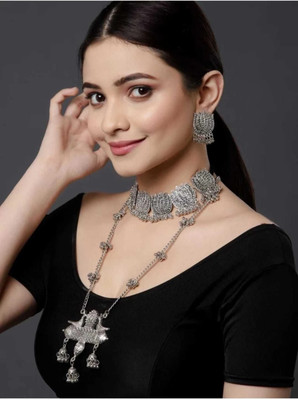 Ruhi Alloy Sterling Silver Silver Jewellery Set(Pack of 1)