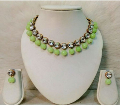 BJ JEWEL Alloy Gold-plated Green Jewellery Set(Pack of 1)