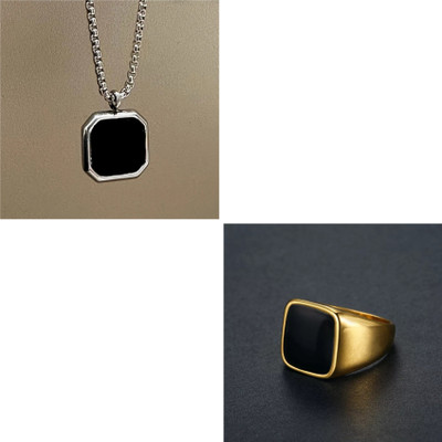 mattrachaya Alloy Sterling Silver, Gold-plated Black Jewellery Set(Pack of 2)