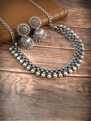 Haniya Oxidised Silver Silver Silver, Black Jewellery Set(Pack of 1)