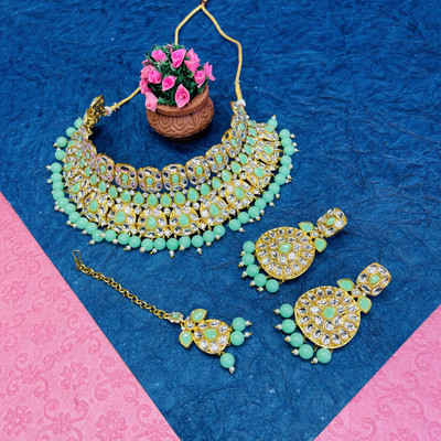VATSALYA creation Alloy Gold-plated, Silver Green Jewellery Set(Pack of 1)