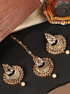 Anika's Creation Brass Gold-plated Gold Jewellery Set(Pack of 3)