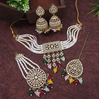 OrnaDzn Zevellery Alloy Gold-plated Multicolor Jewellery Set(Pack of 4)