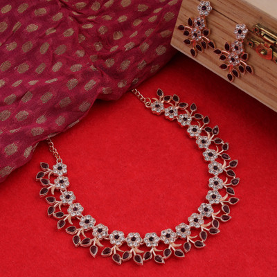 Vedda Brass Gold-plated Rose Gold, Maroon, White Jewellery Set(Pack of 1)