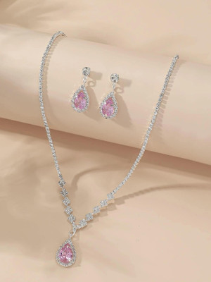 Dressberry Crystal Pink Jewellery Set(Pack of 1)