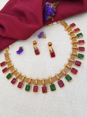 Laforword Copper Gold-plated Gold, Green Jewellery Set(Pack of 1)