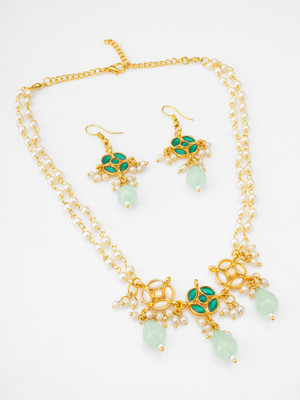 LUXOR Brass Gold-plated Green, Gold Jewellery Set(Pack of 2)