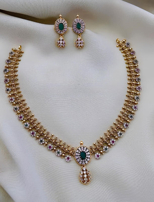 PBM CREATIONS Copper Gold-plated White, Gold, Multicolor Jewellery Set(Pack of 3)