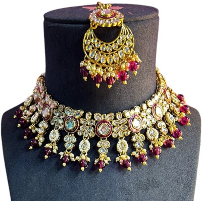 Antiquejewellry Alloy Maroon Jewellery Set(Pack of 1)