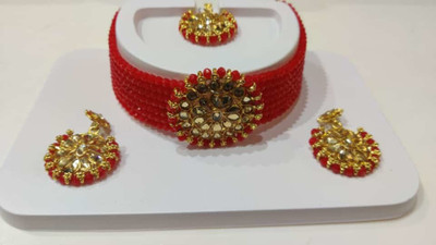 AMHRIK IMITATION Brass Red Jewellery Set(Pack of 1)