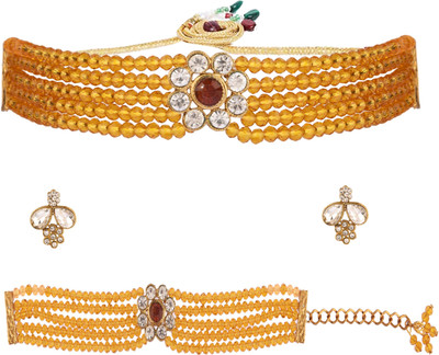 CATALYST Crystal Gold-plated Brown Jewellery Set(Pack of 1)