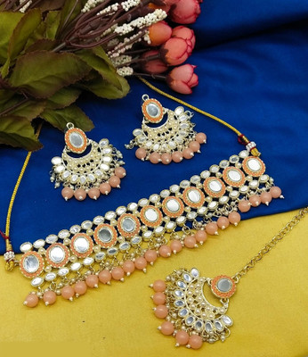 Ruhi Alloy Gold-plated Orange, White Jewellery Set(Pack of 1)