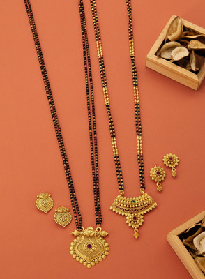 evashoppy Brass Gold-plated Gold Jewellery Set(Pack of 2)