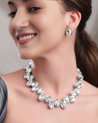 MANSIYAORANGE Alloy Rhodium Platinum Jewellery Set(Pack of 3)