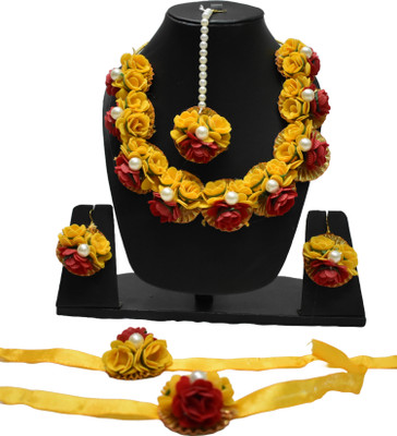 FLORE HALDI Fabric Yellow, Red Jewellery Set(Pack of 6)