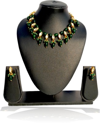 Voriyo Stone Gold-plated Green, Gold Jewellery Set(Pack of 1)