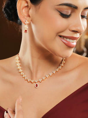 RUBANS Brass Gold-plated Gold Jewellery Set(Pack of 3)