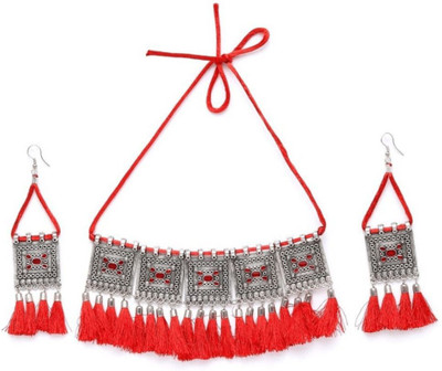 Lathar Alloy Red Jewellery Set(Pack of 1)