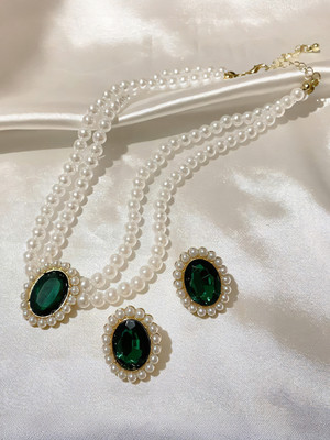 RAUNAK CREATION Alloy Gold-plated Green, White Jewellery Set(Pack of 1)