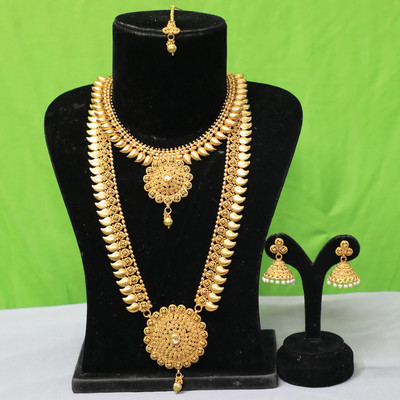 Swarajshop Copper Gold-plated White Jewellery Set(Pack of 5)