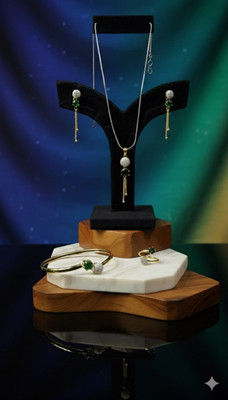 Dazzle Jewel Alloy Silver Green Jewellery Set(Pack of 1)