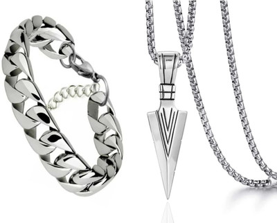 LaraFashion Stainless Steel Silver Silver Jewellery Set(Pack of 2)