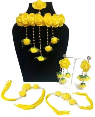 Rozec Fabric, Plastic, Paper Yellow, White Jewellery Set(Pack of 1)