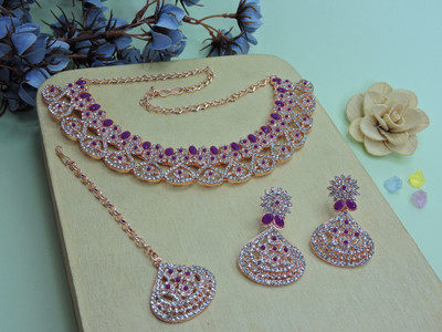 VATSALYA creation Alloy Gold-plated Purple Jewellery Set(Pack of 1)