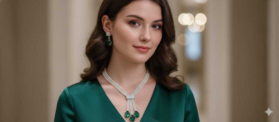 ICG Alloy Platinum Green Jewellery Set(Pack of 1)