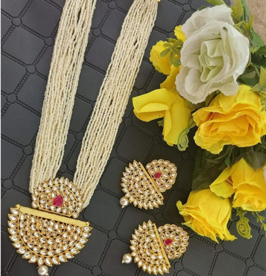 nitya fashion Alloy Gold-plated White Jewellery Set(Pack of 1)