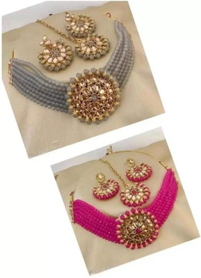Ruhi Alloy Gold-plated Multicolor Jewellery Set(Pack of 2)