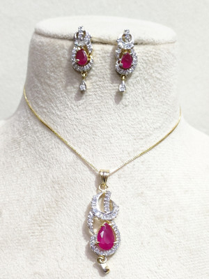 Amarlok Copper Gold-plated Red Jewellery Set(Pack of 1)