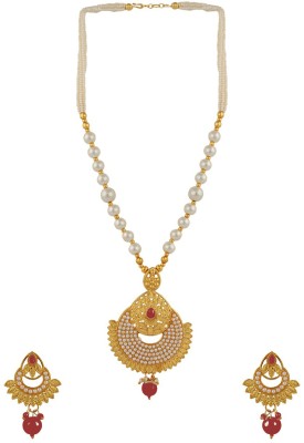 Rhosyn Mother of Pearl, Alloy Gold-plated Gold, Red Jewellery Set(Pack of 1)