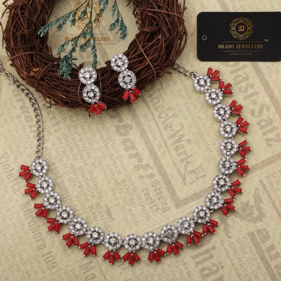 brado jewellery Brass Silver Silver, White, Red Jewellery Set(Pack of 1)