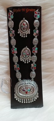 ishaanvi fashion Oxidised Silver Multicolor Jewellery Set(Pack of 2)