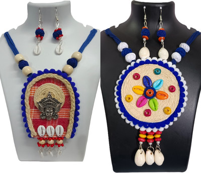 Loknath Handcraft Fabric Multicolor Jewellery Set(Pack of 2)