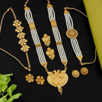 PARTICIAO Alloy Gold-plated Gold Jewellery Set(Pack of 3)