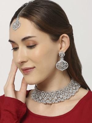 VATSALYA creation Alloy Gold-plated White Jewellery Set(Pack of 1)