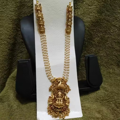 YIMBLI Traditional Wedding Wear Necklace/Jewellery Set For Women and Girls Gold-plated Plated Brass Necklace Set