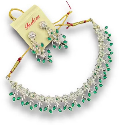 SatnamCreation Alloy Gold-plated Green Jewellery Set(Pack of 1)
