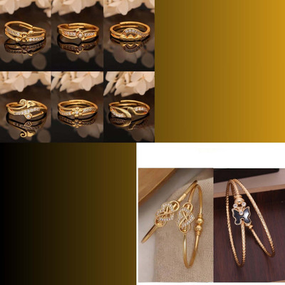 Alasca Brass Gold-plated Beige, Yellow Jewellery Set(Pack of 8)