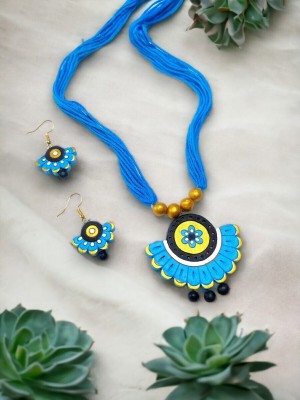 ABHRASRI CREATION Terracotta Blue Jewellery Set(Pack of 3)