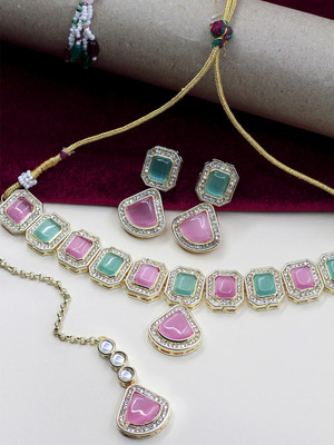SAIYONI Brass Gold-plated Multicolor Jewellery Set(Pack of 1)
