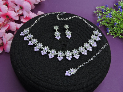 VATSALYA creation Alloy Gold-plated Purple Jewellery Set(Pack of 1)