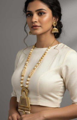 URVSSTORE Brass Gold-plated White Jewellery Set(Pack of 3)