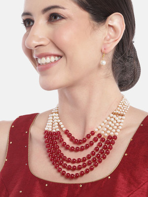 ANOUK Brass Gold-plated Red Jewellery Set(Pack of 3)