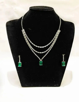 V.V. Sons Brass, Alloy Silver Green, Silver Jewellery Set(Pack of 1)