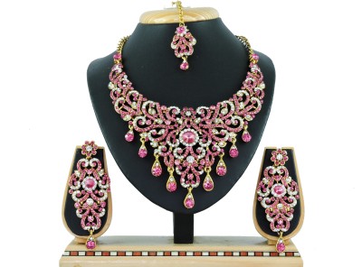 KAHAR CREATION Alloy Gold-plated Pink Jewellery Set(Pack of 1)