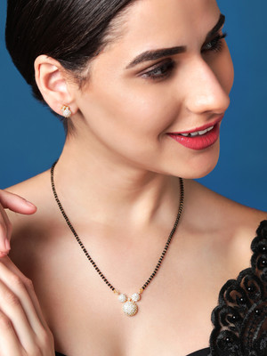 RUBANS Brass Gold-plated Gold, Black Jewellery Set(Pack of 1)